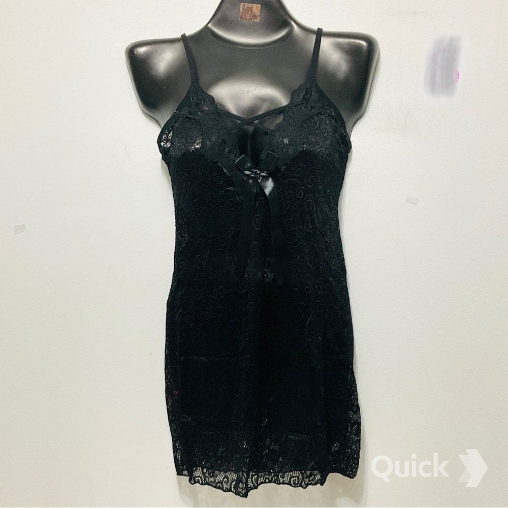 NWT 2 pcs Black Lace Babydoll Set